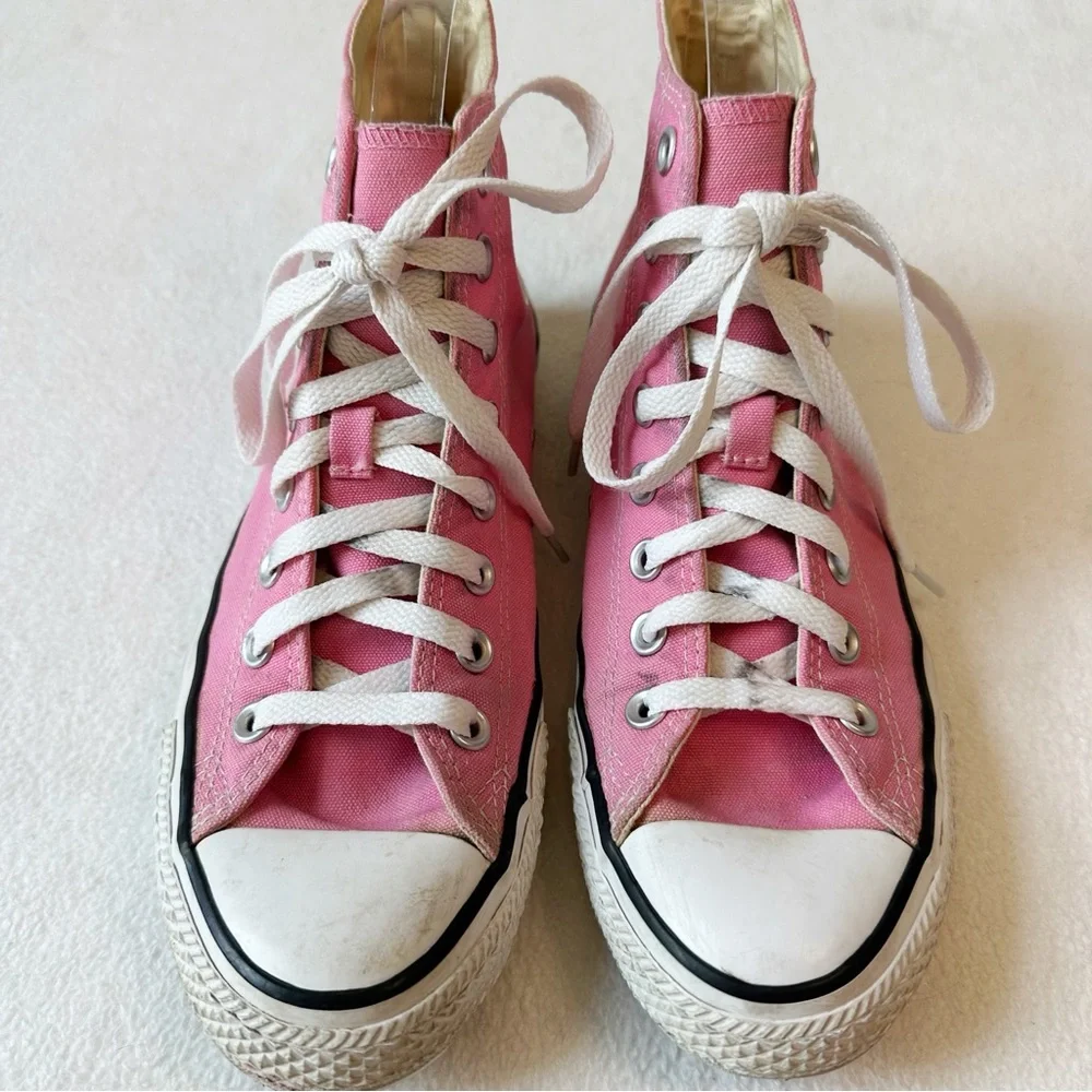 Converse Pink High Top Canvas All Star Chuck Taylor Sneakers EUC, size 8.5 - Picture 10 of 16